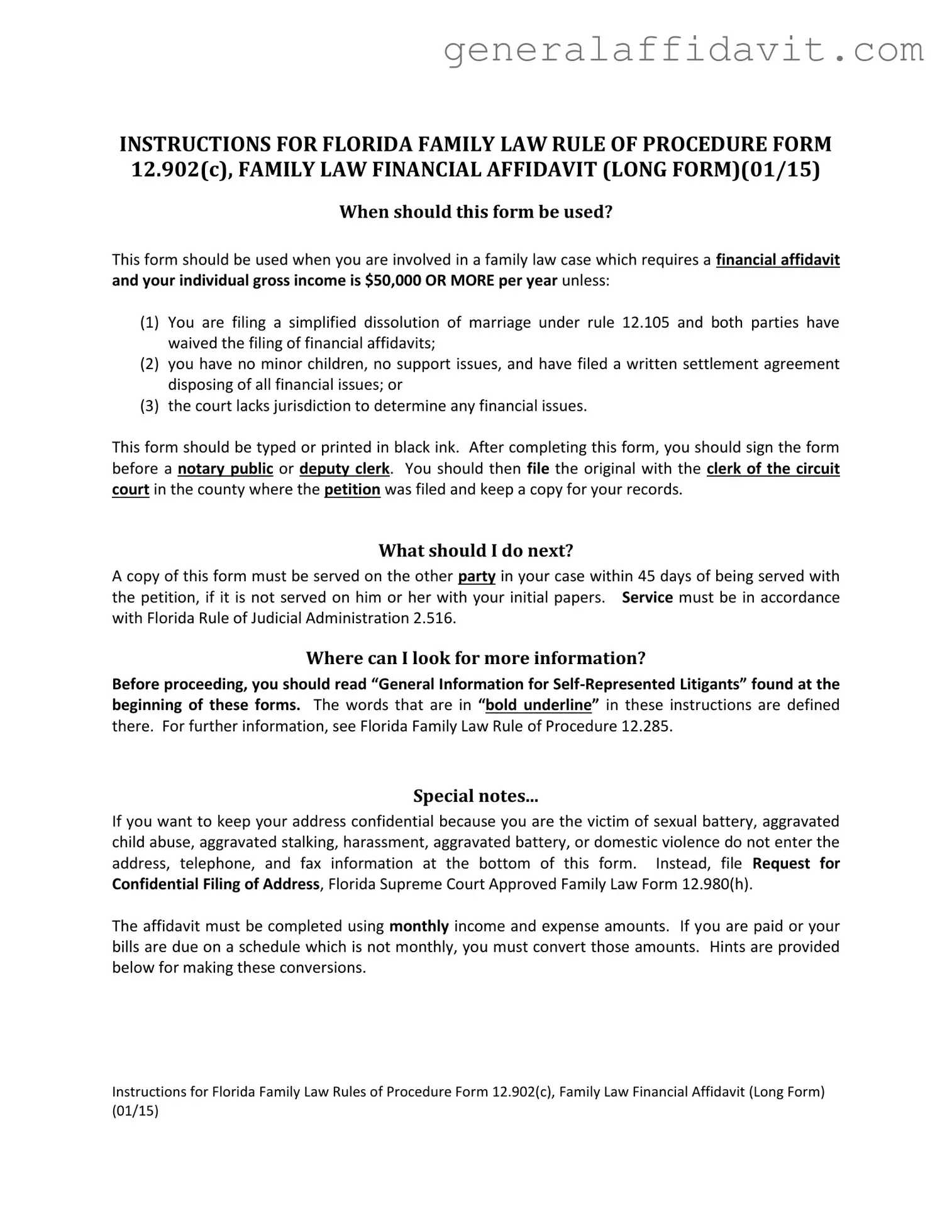 Fill Your Financial Affidavit 12 902 C Form