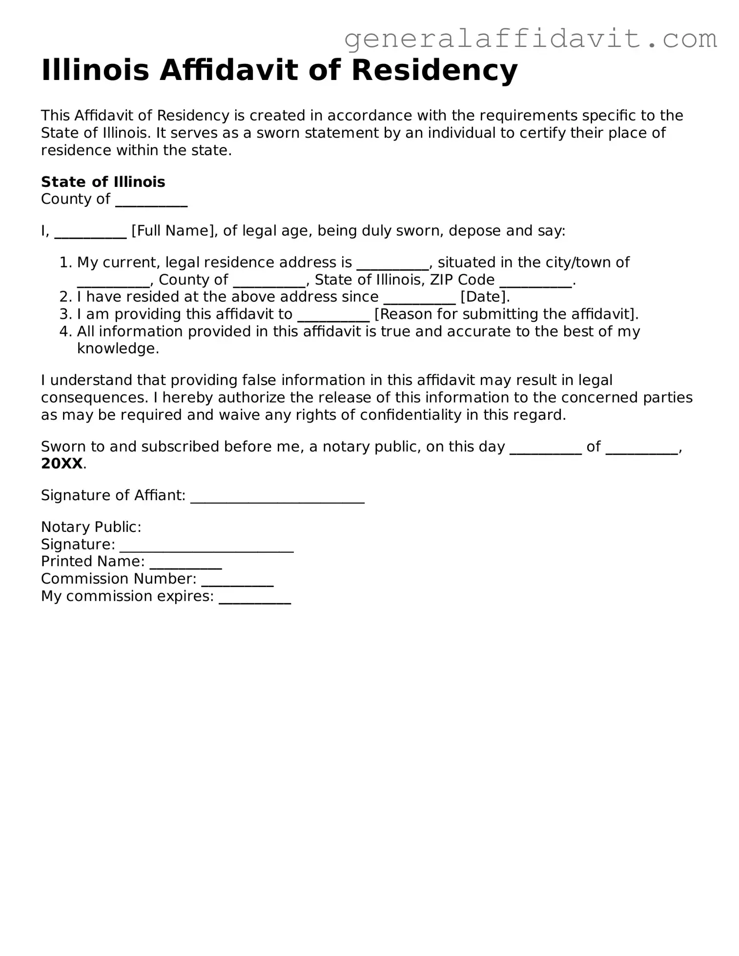 Attorney-Verified Illinois Affidavit of Residency Template